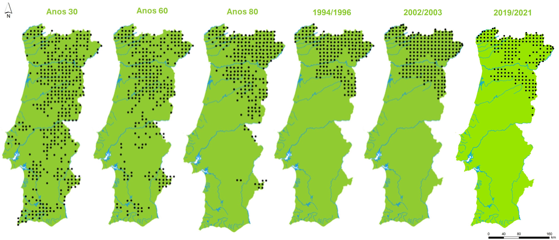 Iberian wolf distribution in Portugal